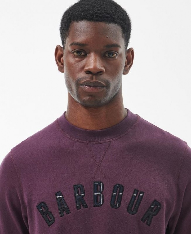 Purple Men Barbour Debson Crew Neck Sweatshirt | US-9062MPAOX