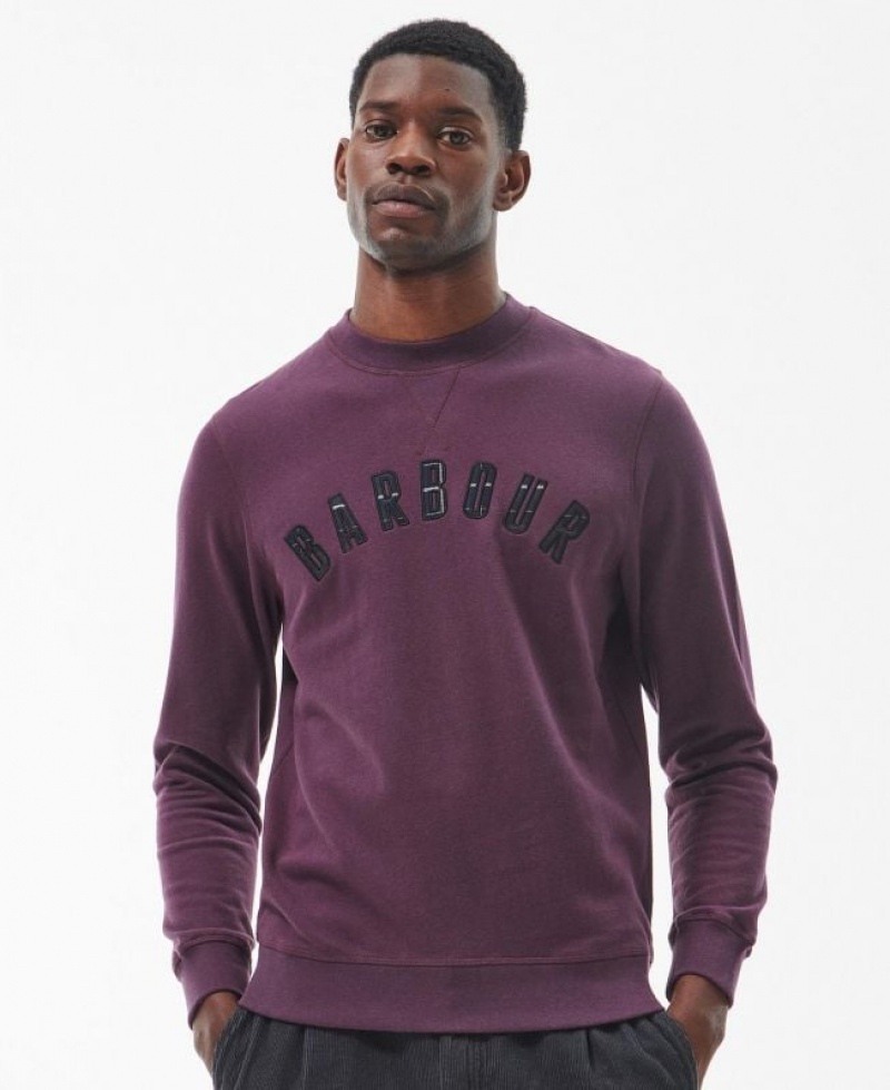 Purple Men Barbour Debson Crew Neck Sweatshirt | US-9062MPAOX