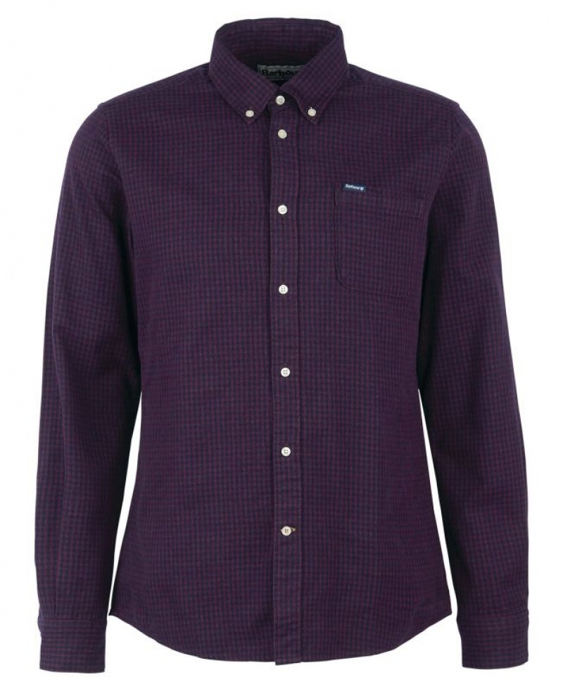 Purple Men Barbour Geston Tailored Shirts | US-8371CXDYQ