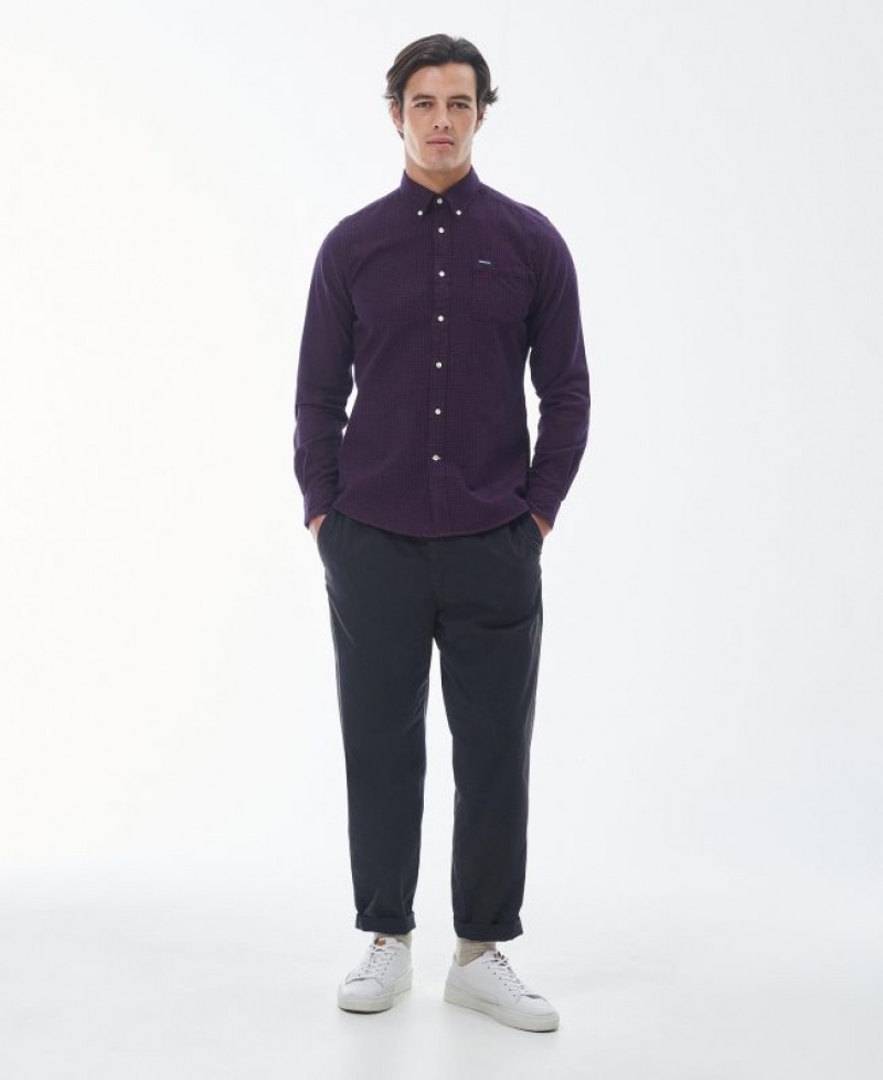 Purple Men Barbour Geston Tailored Shirts | US-8371CXDYQ