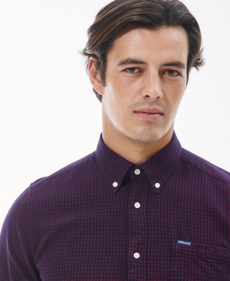 Purple Men Barbour Geston Tailored Shirts | US-8371CXDYQ