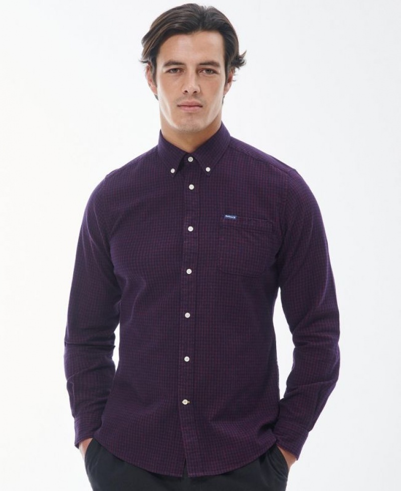 Purple Men Barbour Geston Tailored Shirts | US-8371CXDYQ