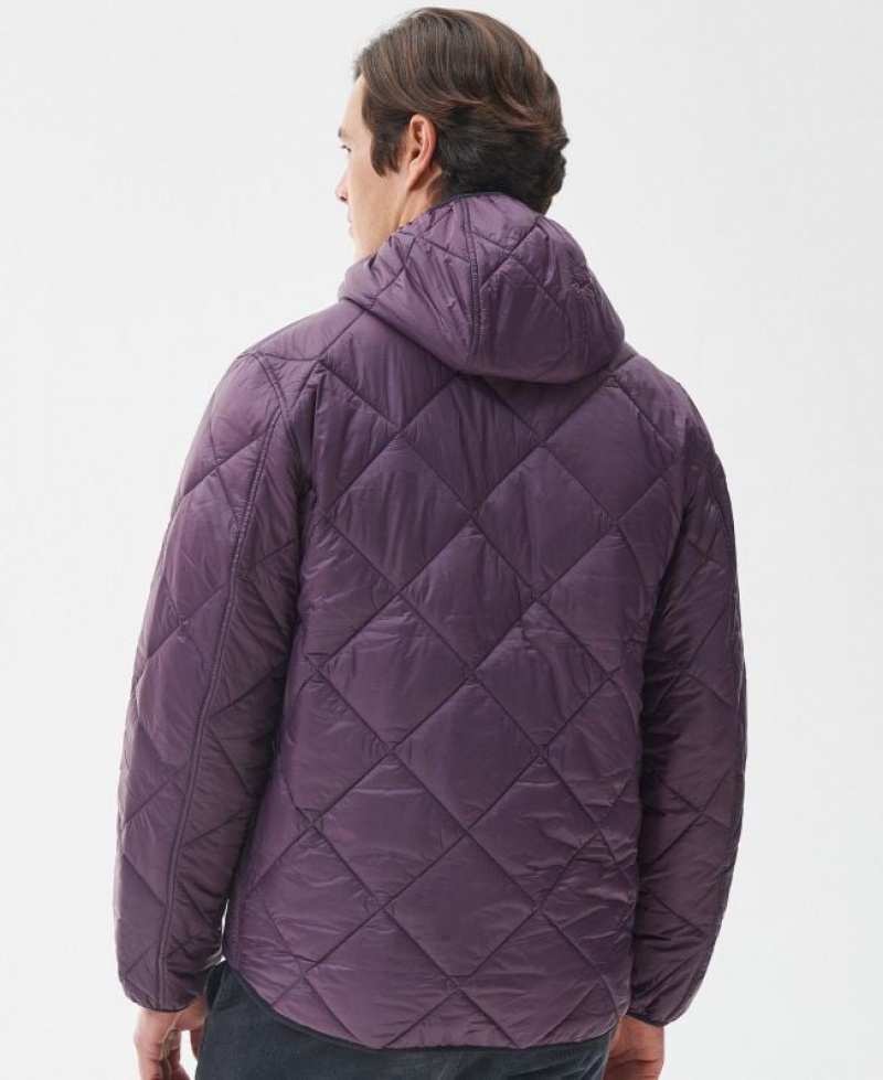 Purple Men Barbour Hooded Liddesdale Quilted Jacket | US-8715AELKZ