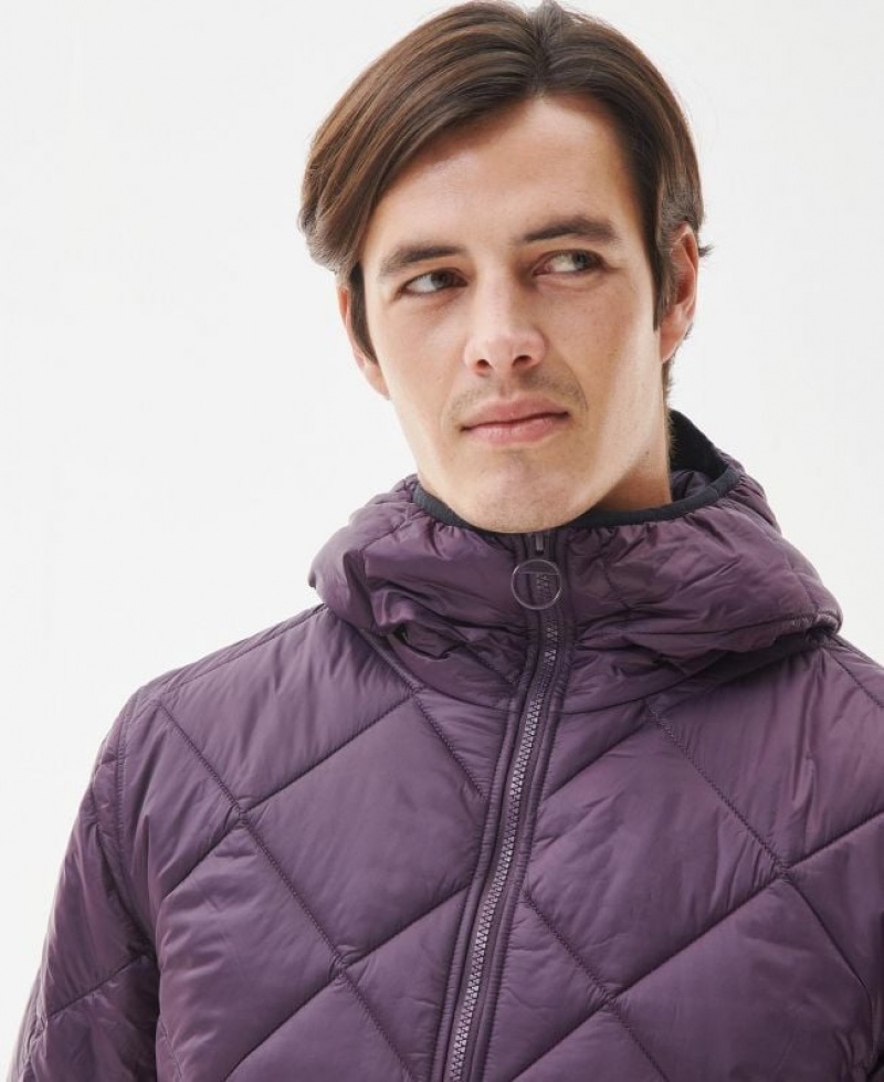 Purple Men Barbour Hooded Liddesdale Quilted Jacket | US-8715AELKZ