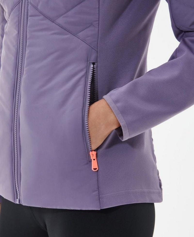 Purple Women Barbour International Grainger Sweatshirt Quilted Jacket | US-9203ETKXA