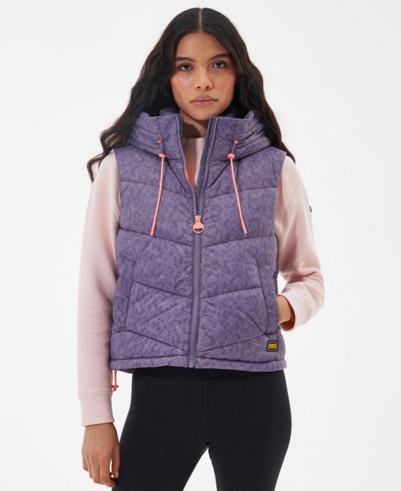 Purple Women Barbour International Printed Halton Vest | US-9617JAWQP