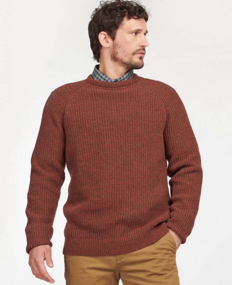 Red Brown Men Barbour Horseford Crew Neck Sweater | US-5308IVGNJ