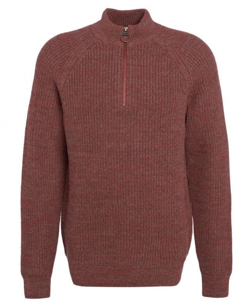 Red Brown Men Barbour Horseford Half-Zip Sweater | US-7659ORDFK