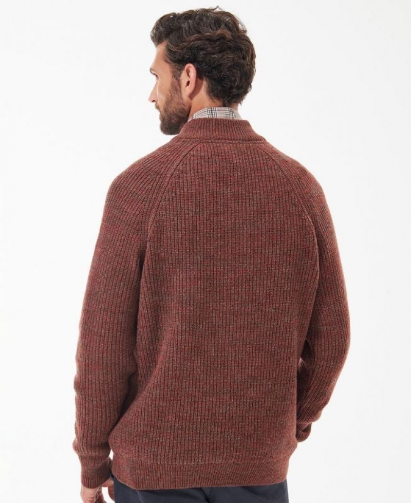 Red Brown Men Barbour Horseford Half-Zip Sweater | US-7659ORDFK