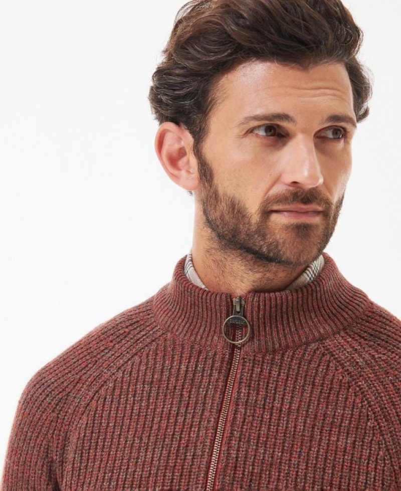 Red Brown Men Barbour Horseford Half-Zip Sweater | US-7659ORDFK