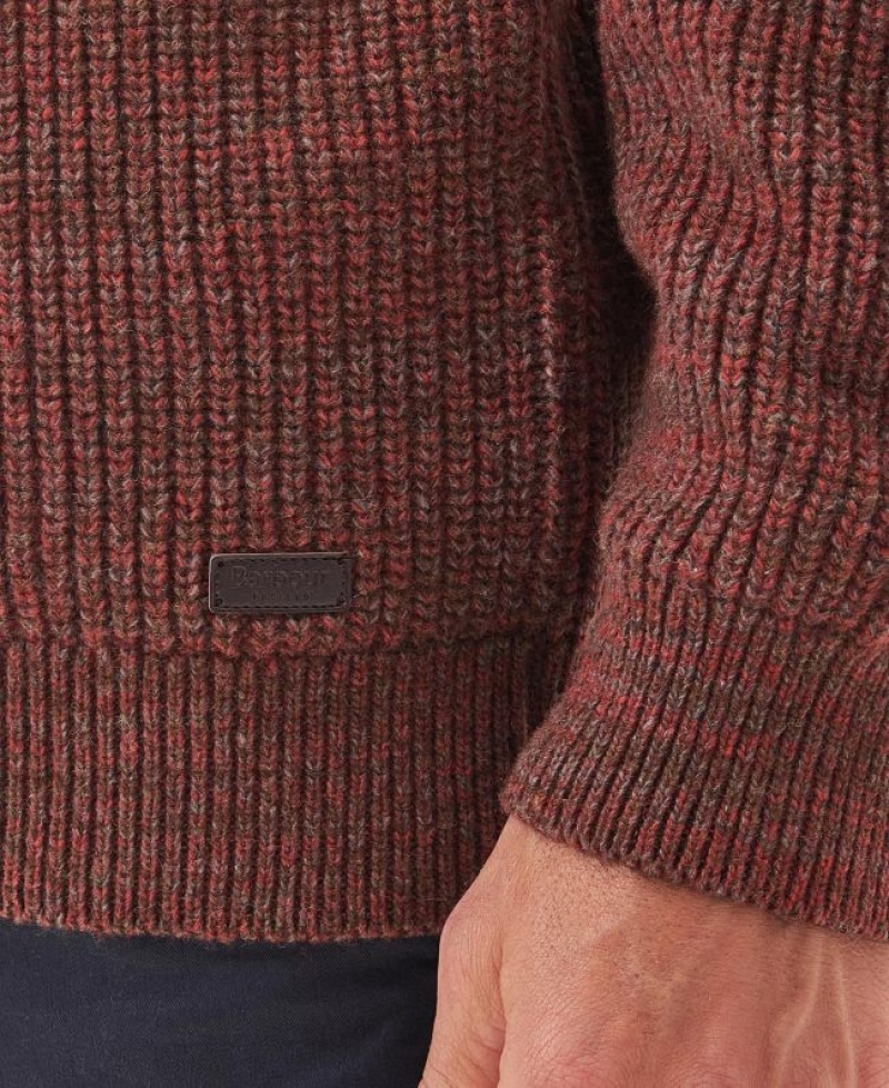 Red Brown Men Barbour Horseford Half-Zip Sweater | US-7659ORDFK