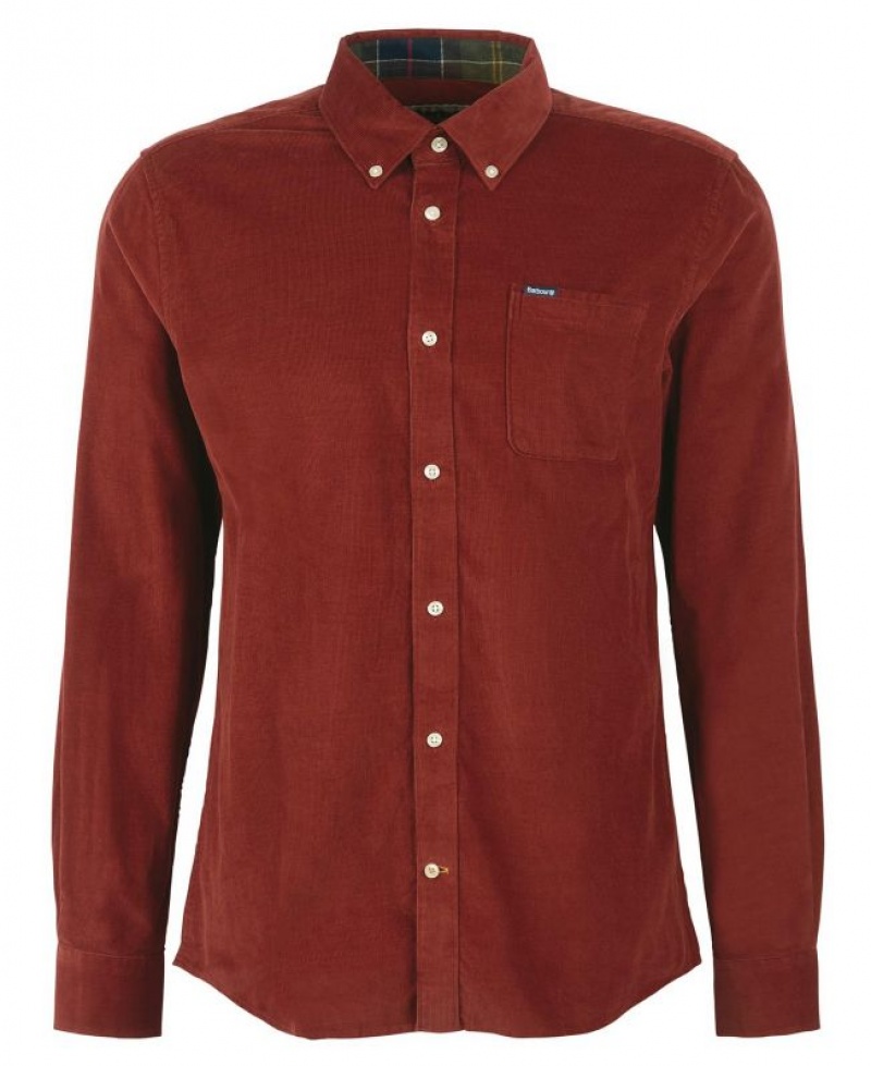 Red Brown Men Barbour Ramsey Tailored Shirts | US-1085HMFWZ