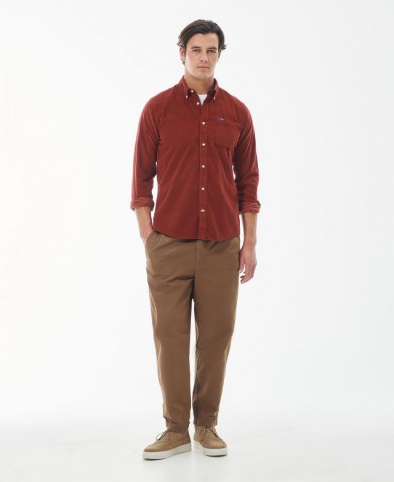 Red Brown Men Barbour Ramsey Tailored Shirts | US-1085HMFWZ