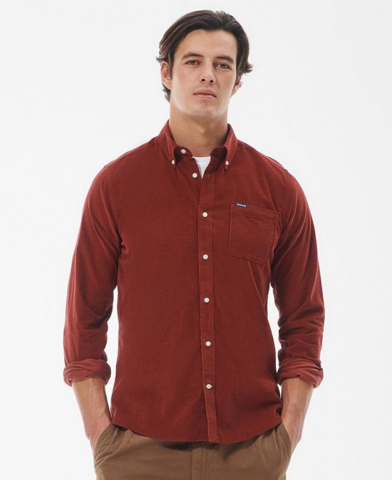 Red Brown Men Barbour Ramsey Tailored Shirts | US-1085HMFWZ