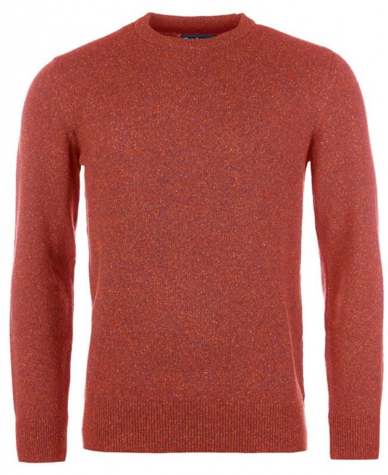 Red Brown Men Barbour Tisbury Crew Neck Sweater | US-0942PTIAW