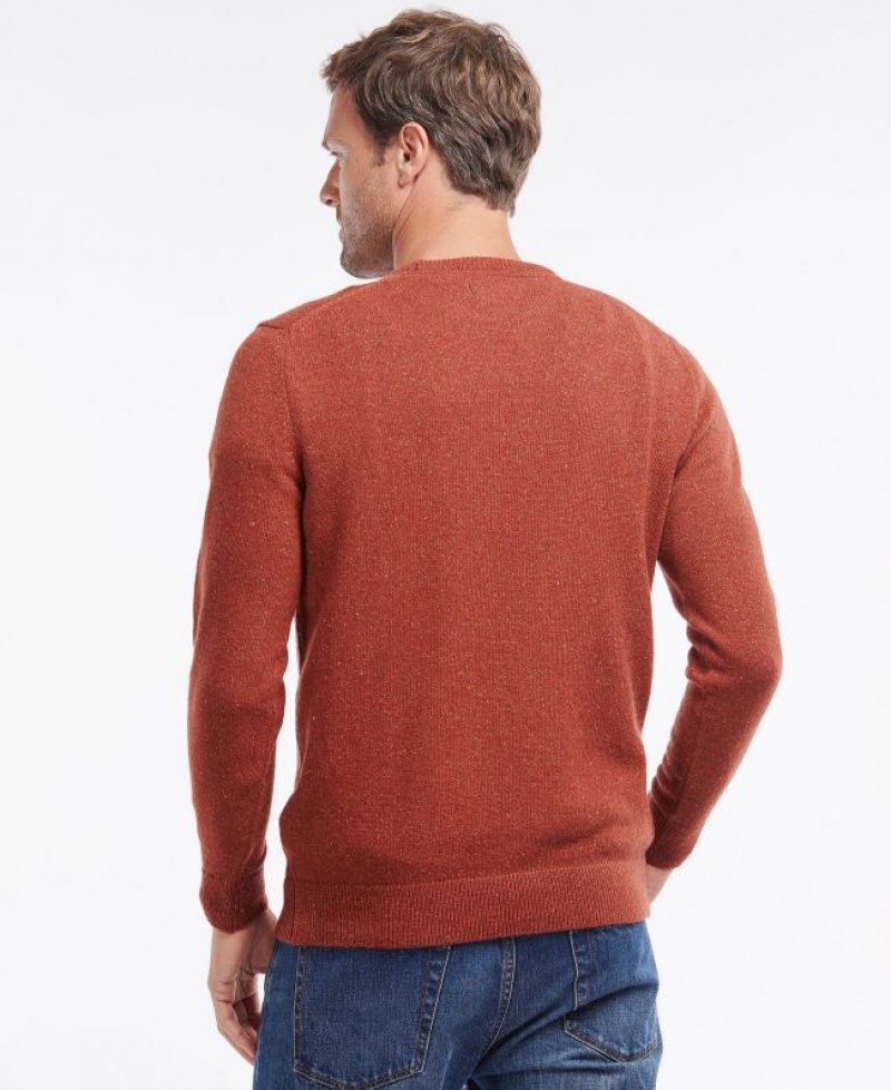 Red Brown Men Barbour Tisbury Crew Neck Sweater | US-0942PTIAW