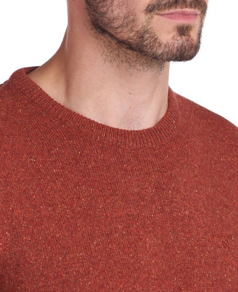 Red Brown Men Barbour Tisbury Crew Neck Sweater | US-0942PTIAW