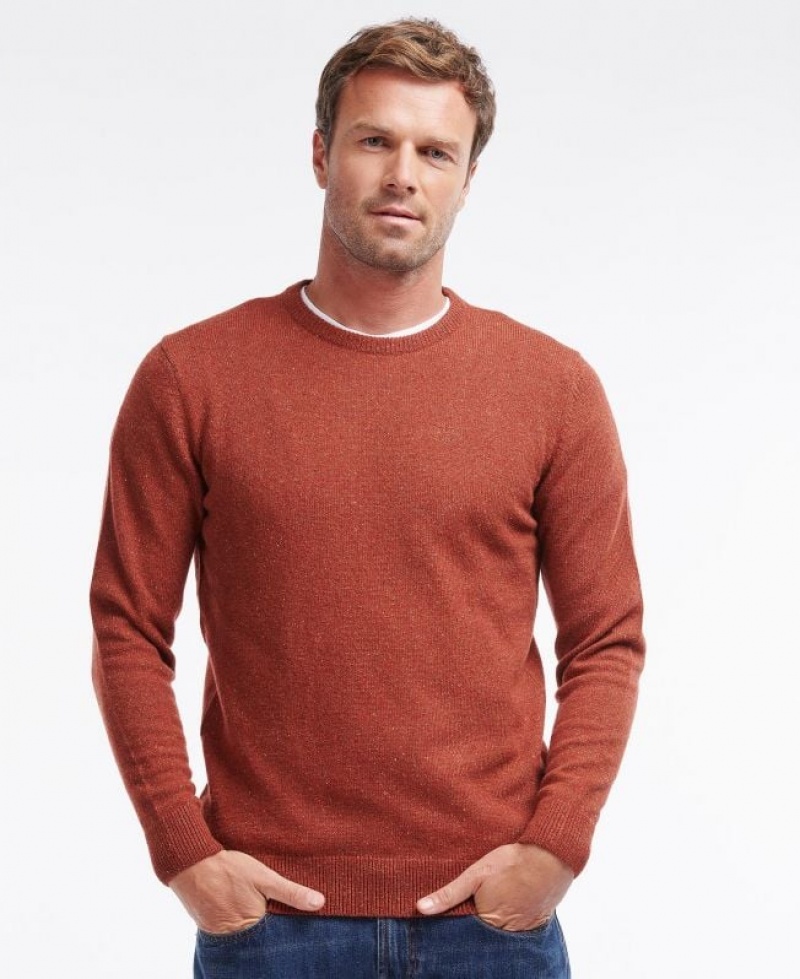 Red Brown Men Barbour Tisbury Crew Neck Sweater | US-0942PTIAW