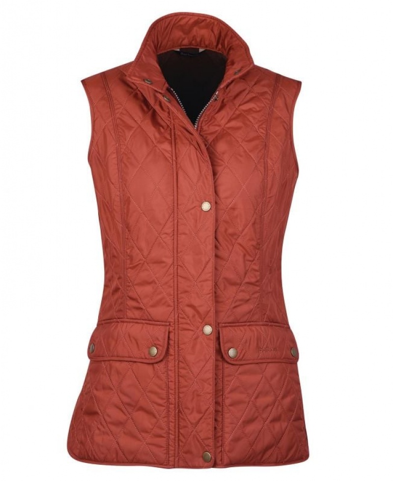 Red Brown Women Barbour Wray Vest | US-1796IHNJG