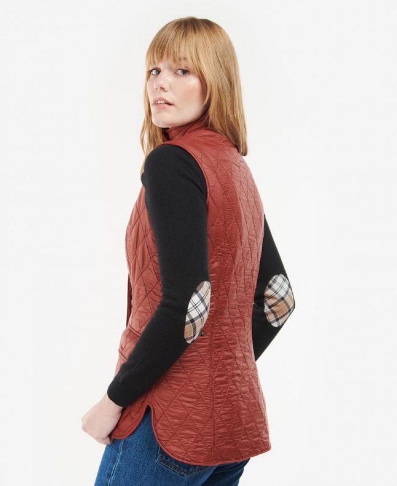 Red Brown Women Barbour Wray Vest | US-1796IHNJG