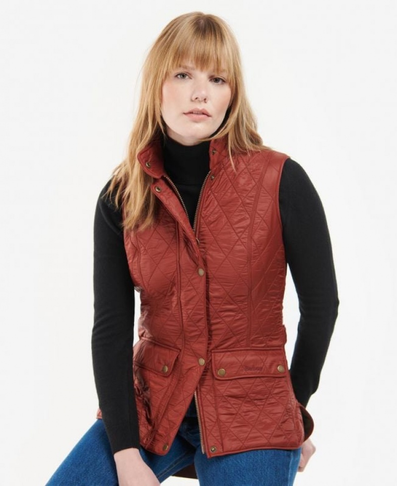 Red Brown Women Barbour Wray Vest | US-1796IHNJG