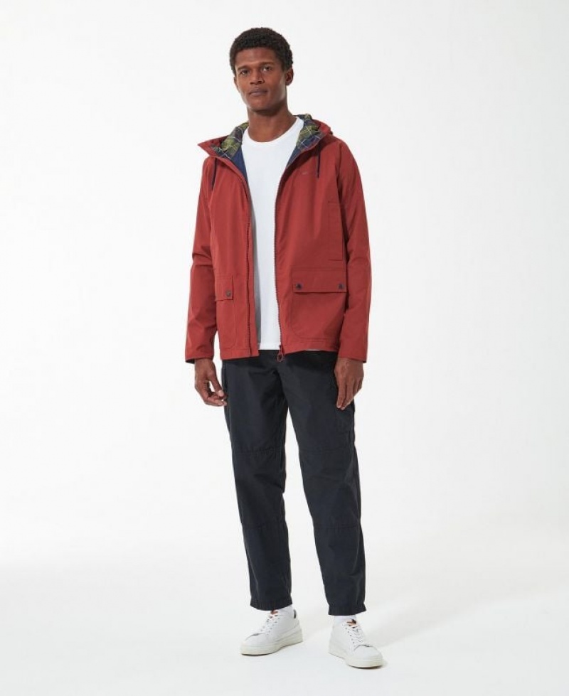 Red Men Barbour Hooded Domus Waterproof Jacket | US-7162XUPTD