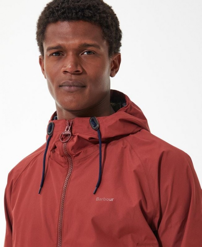 Red Men Barbour Hooded Domus Waterproof Jacket | US-7162XUPTD