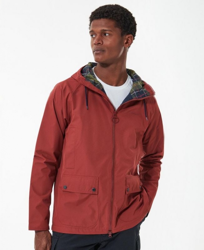 Red Men Barbour Hooded Domus Waterproof Jacket | US-7162XUPTD