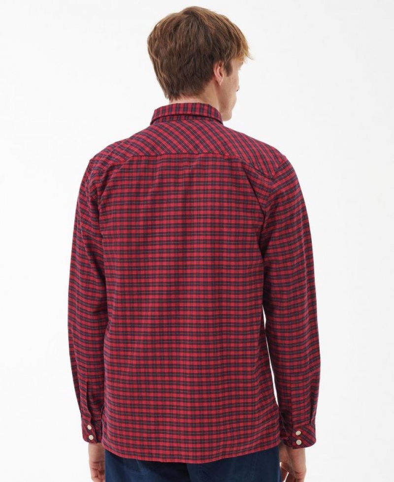 Red / Black Men Barbour Beacon Emmerson Shirts | US-4872GEQPL