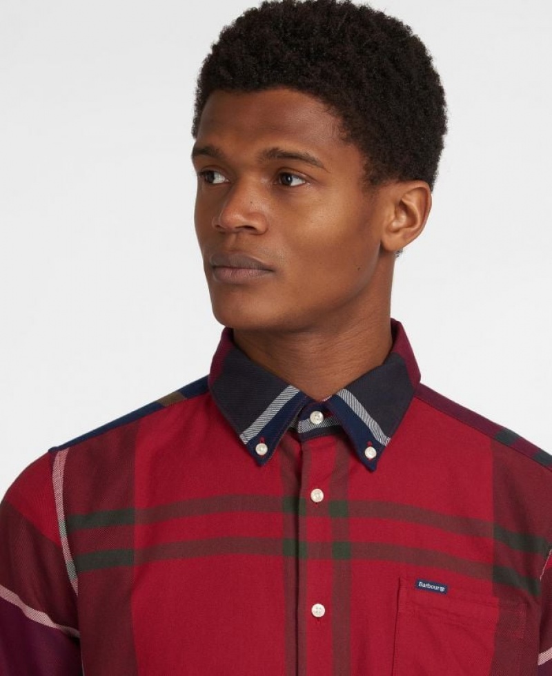 Red / Navy Men Barbour Dunoon Tailored Shirts | US-1689FNZBG