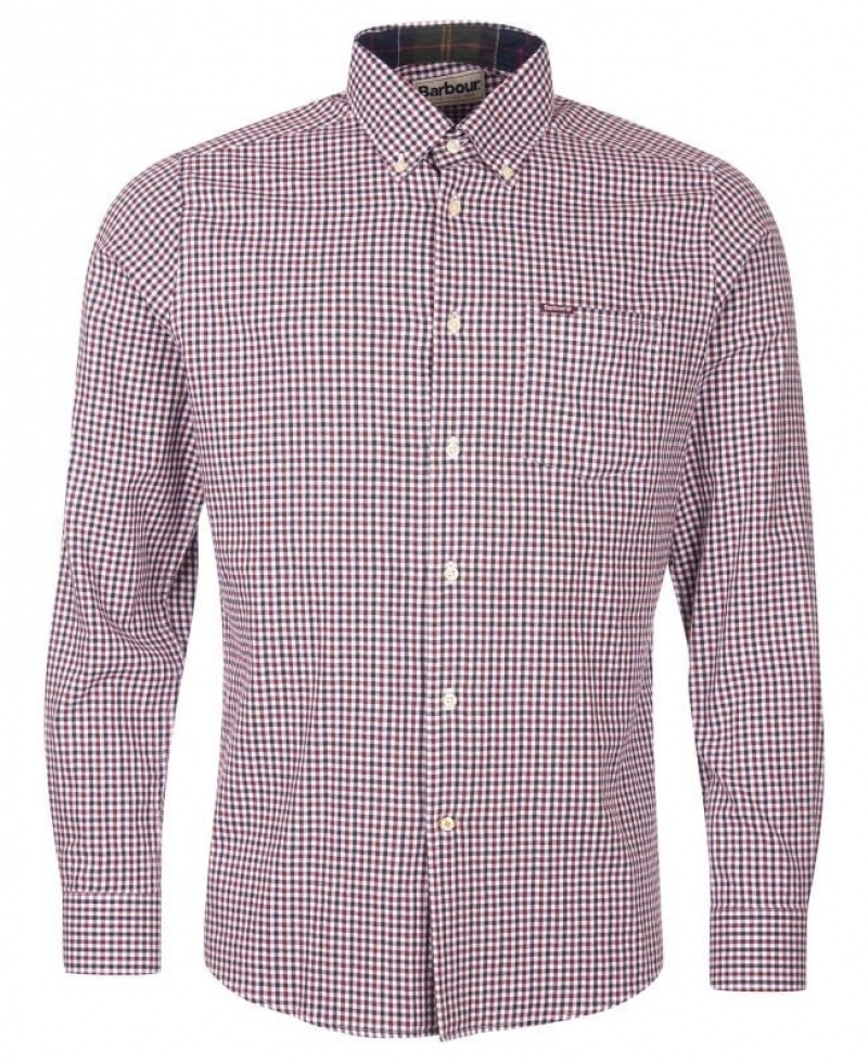 Red / Navy Men Barbour Padshaw Tailored Shirts | US-2978VOYBS