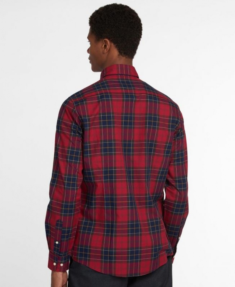 Red / Navy Men Barbour Wetheram Tailored Shirts | US-1408ZEYVC