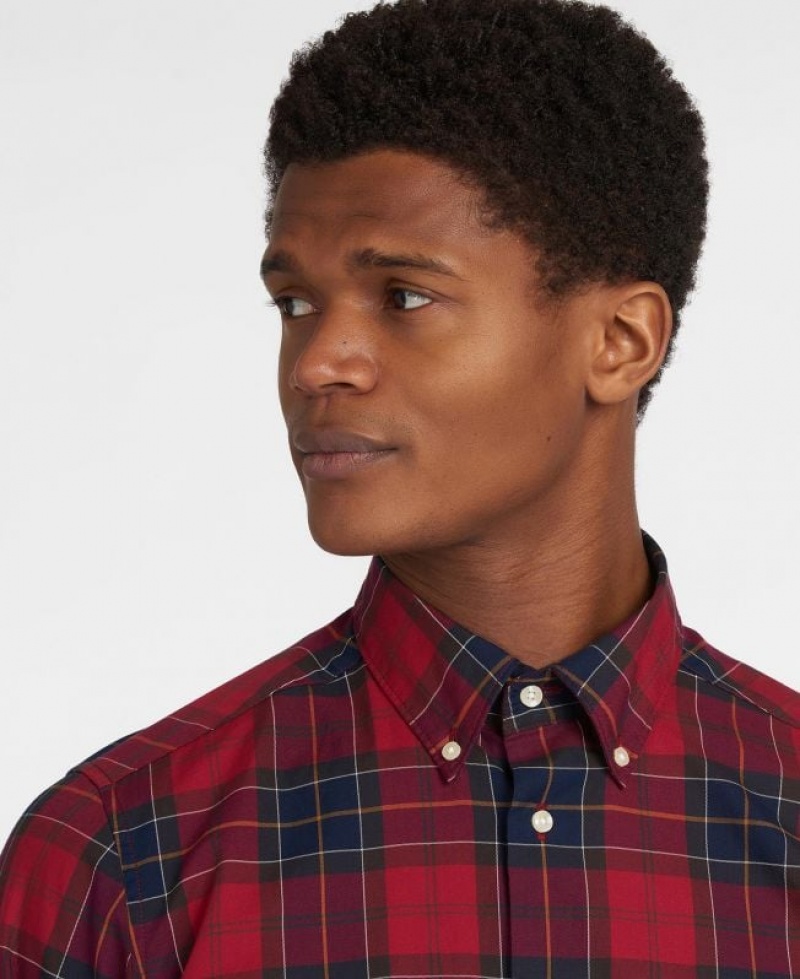 Red / Navy Men Barbour Wetheram Tailored Shirts | US-1408ZEYVC