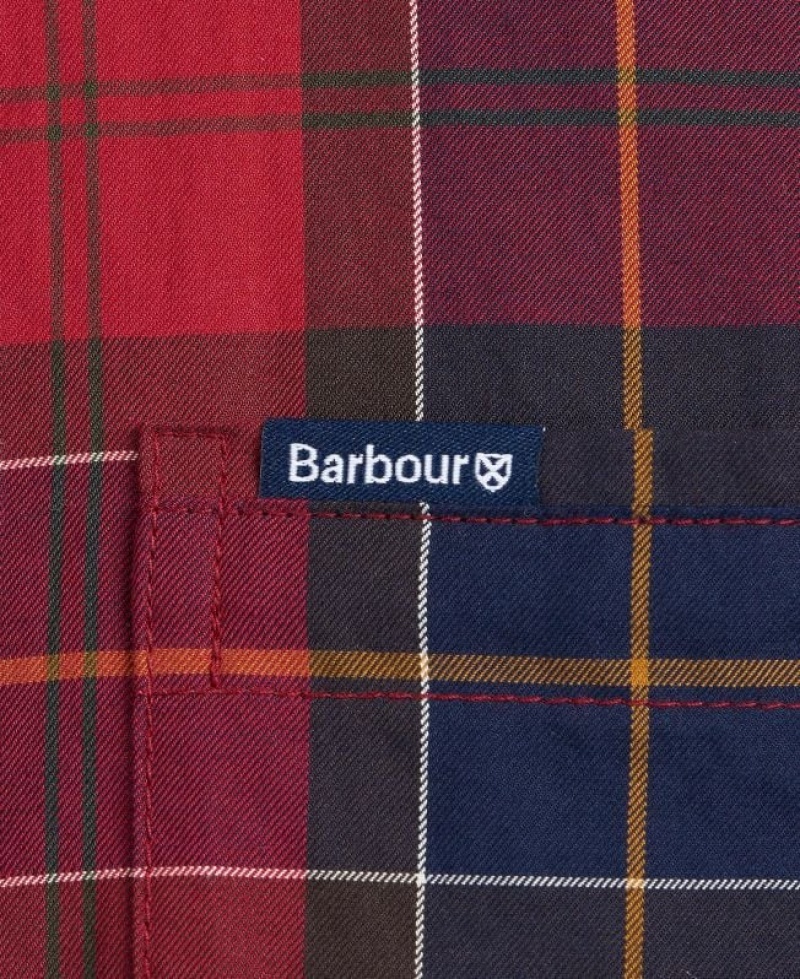 Red / Navy Men Barbour Wetheram Tailored Shirts | US-1408ZEYVC