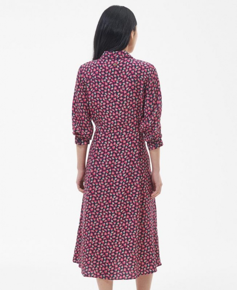 Red / Navy Women Barbour Rosoman Midi Dress | US-0469JFDGP