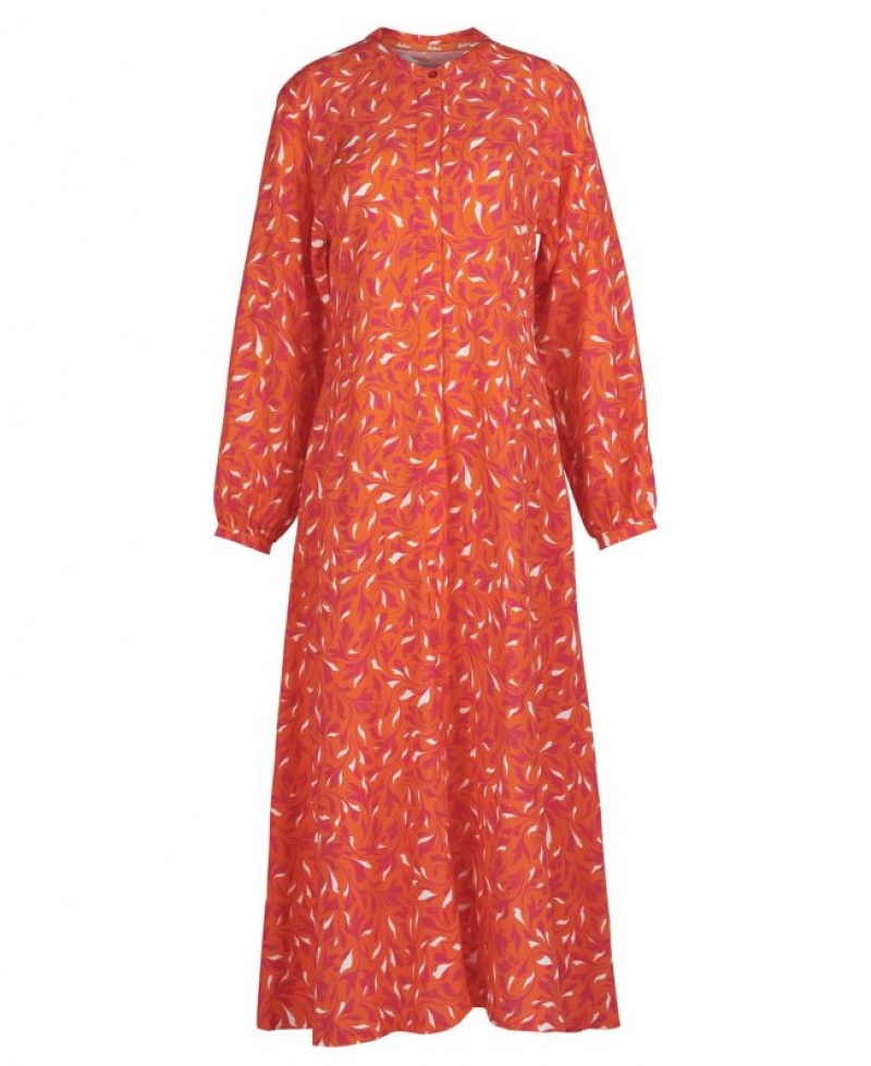 Red / Orange Women Barbour Samphire Midi Dress | US-8634ZQKAG