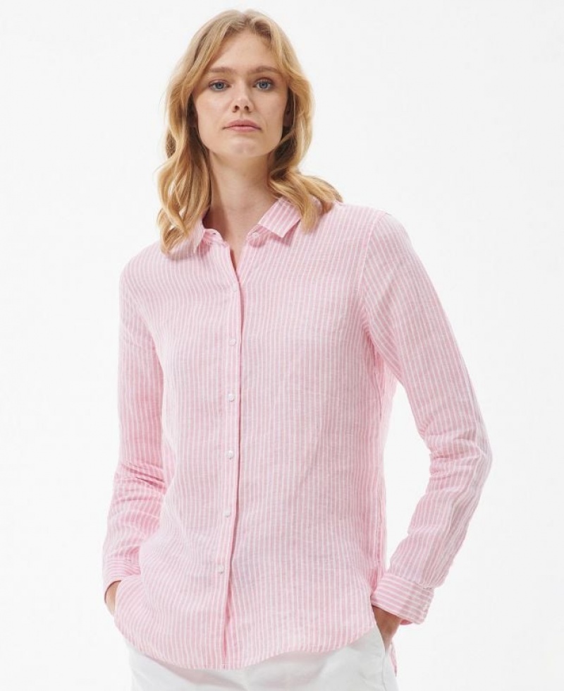 Rose / White Women Barbour Marine Shirts | US-6973BSYHD