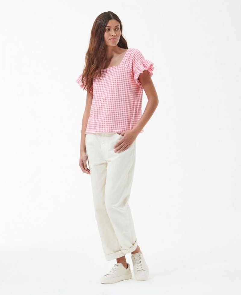 Rose / White Women Barbour Pansy Blouses | US-6142PMFIE