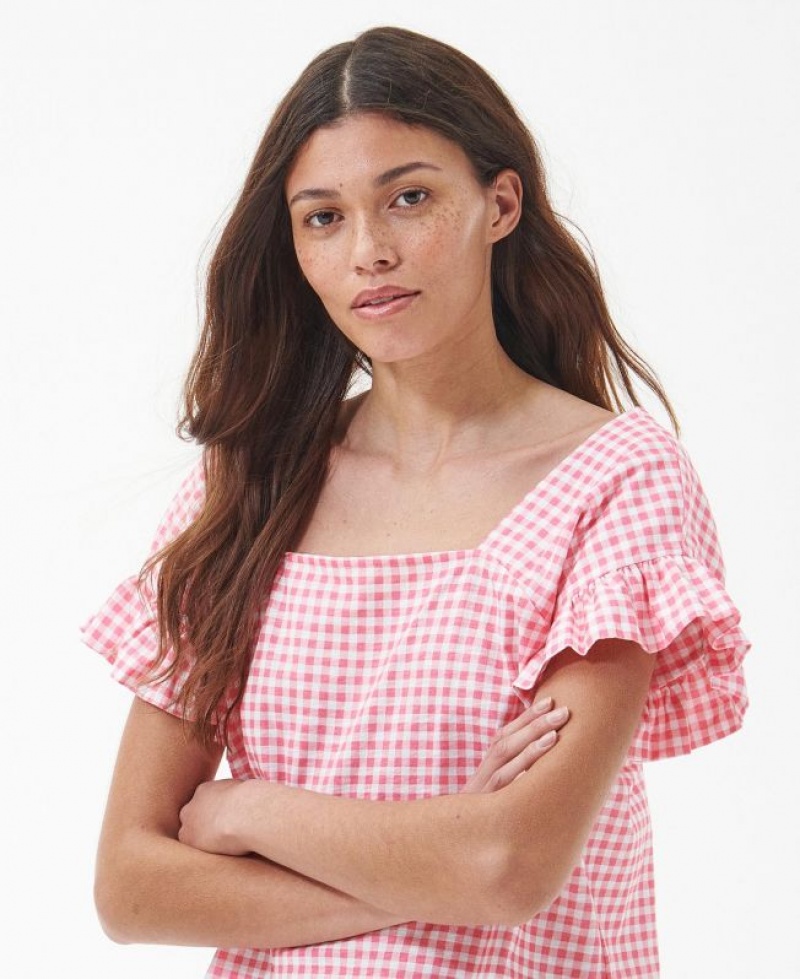 Rose / White Women Barbour Pansy Blouses | US-6142PMFIE