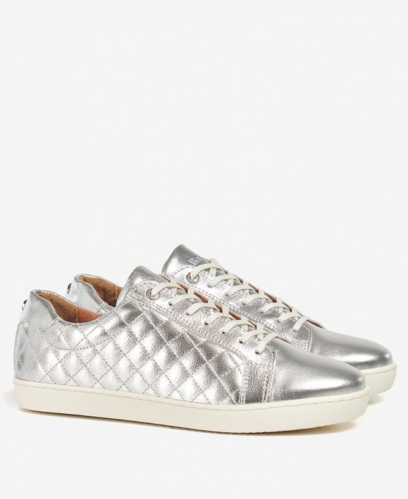 Silver Women Barbour Cosmo Sneakers | US-2734HMSFW