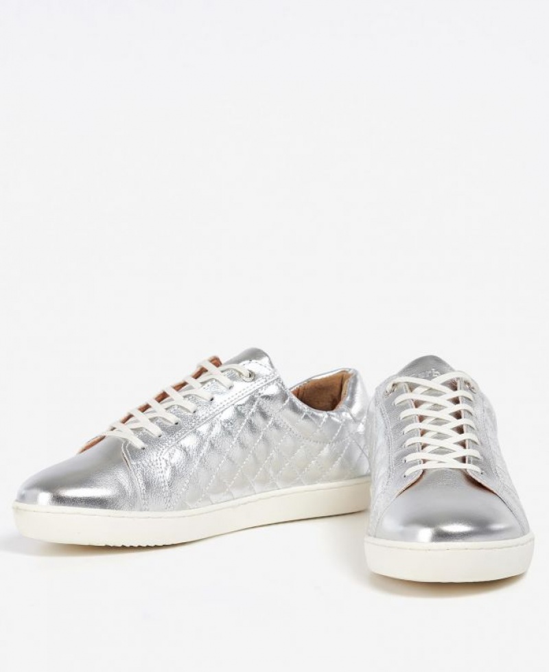 Silver Women Barbour Cosmo Sneakers | US-2734HMSFW