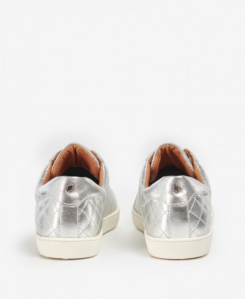 Silver Women Barbour Cosmo Sneakers | US-2734HMSFW