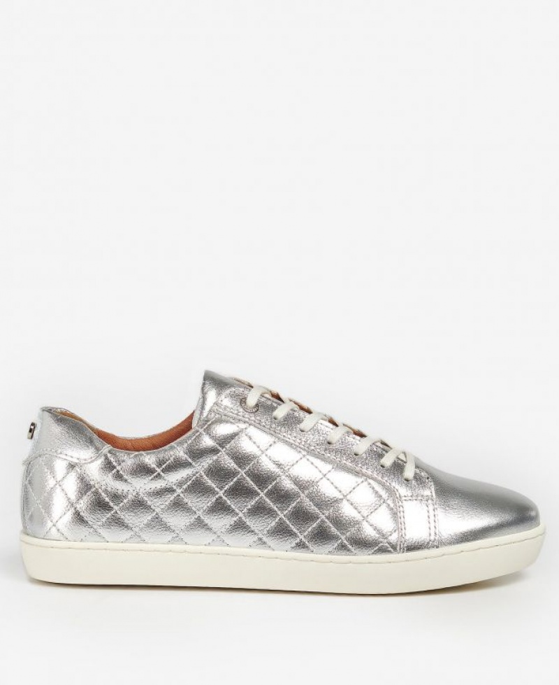 Silver Women Barbour Cosmo Sneakers | US-2734HMSFW