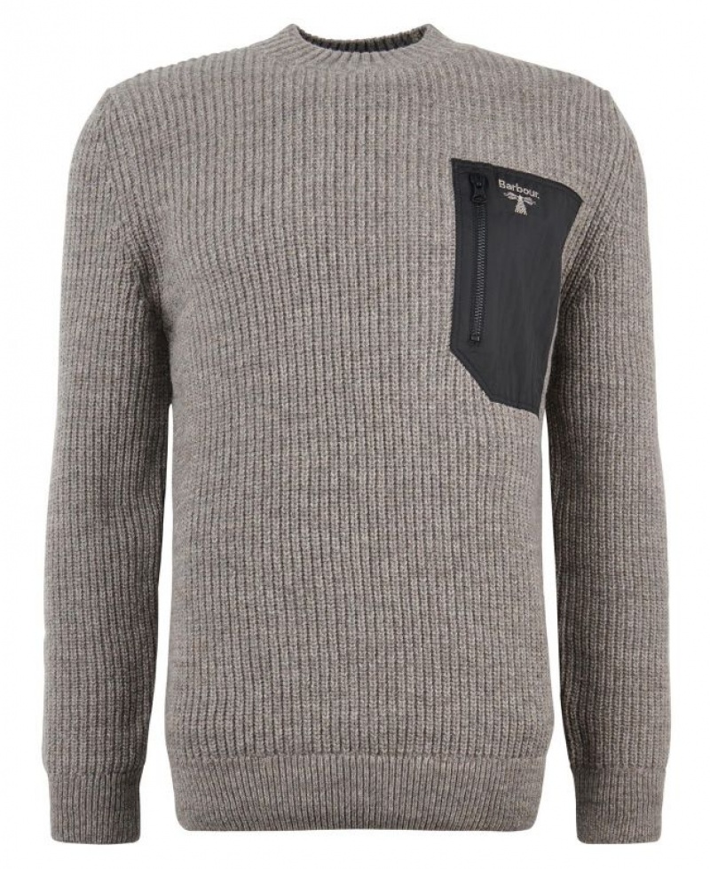 Taupe Men Barbour Beacon Endmoor Knitted Sweater | US-0214IRSCQ