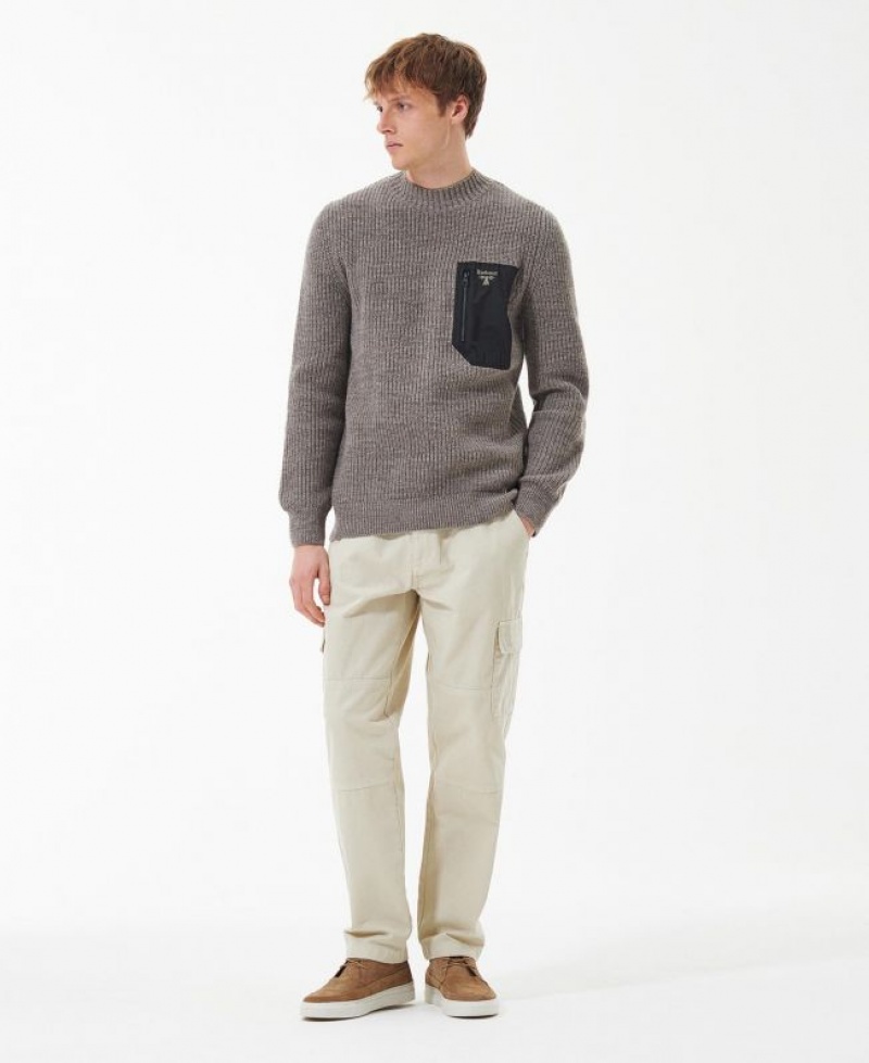 Taupe Men Barbour Beacon Endmoor Knitted Sweater | US-0214IRSCQ