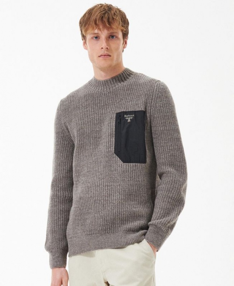 Taupe Men Barbour Beacon Endmoor Knitted Sweater | US-0214IRSCQ