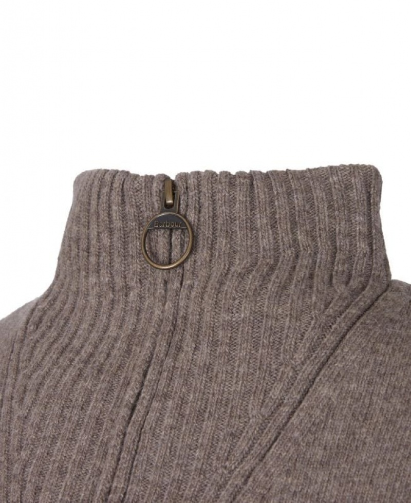 Taupe Men Barbour Essential Lambswool Half Zip Sweater | US-7602FQZHD