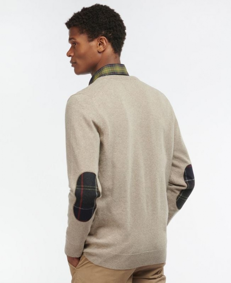 Taupe Men Barbour Harrow V Neck Sweater | US-7186LEWBG