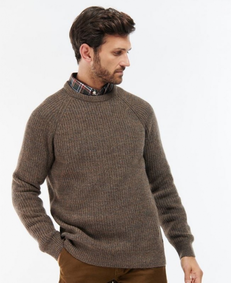 Taupe Men Barbour Horseford Crew Neck Sweater | US-0152FSCHE