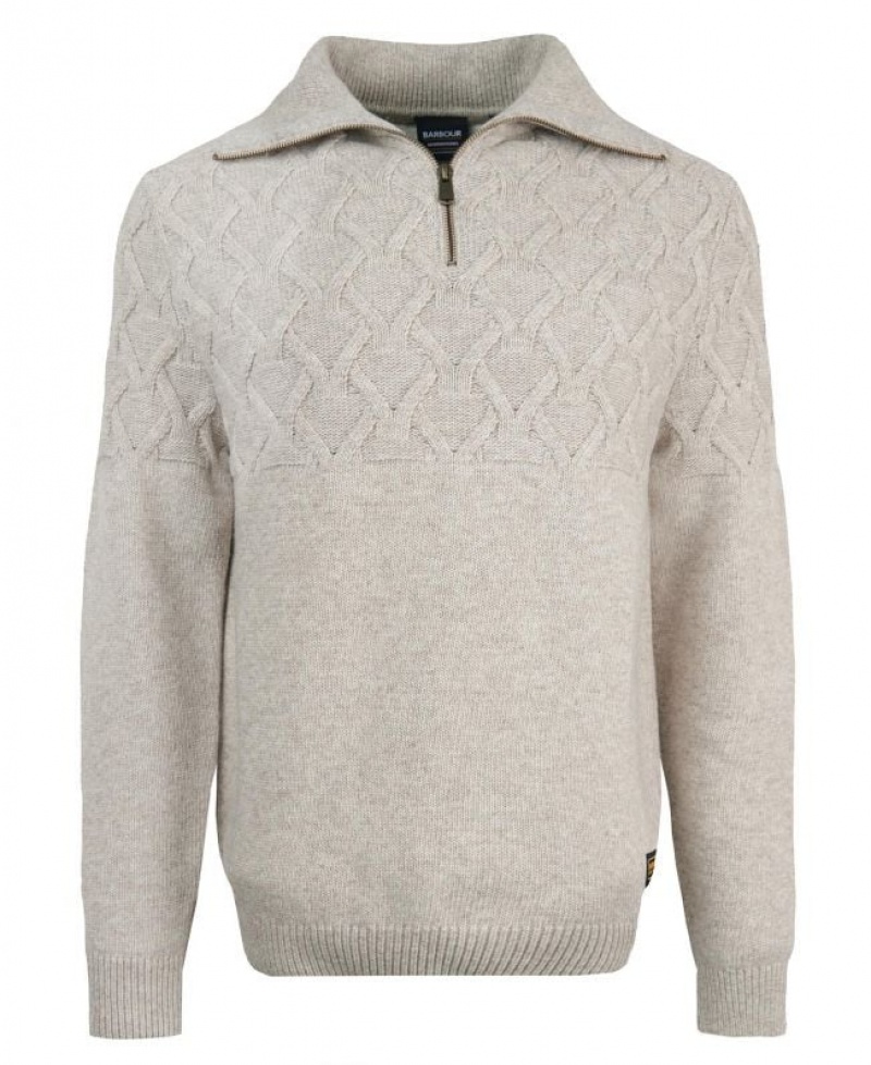 Taupe Men Barbour International Breaker Knitted Sweater | US-8450EQIWA